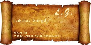 Lakics Gergő névjegykártya